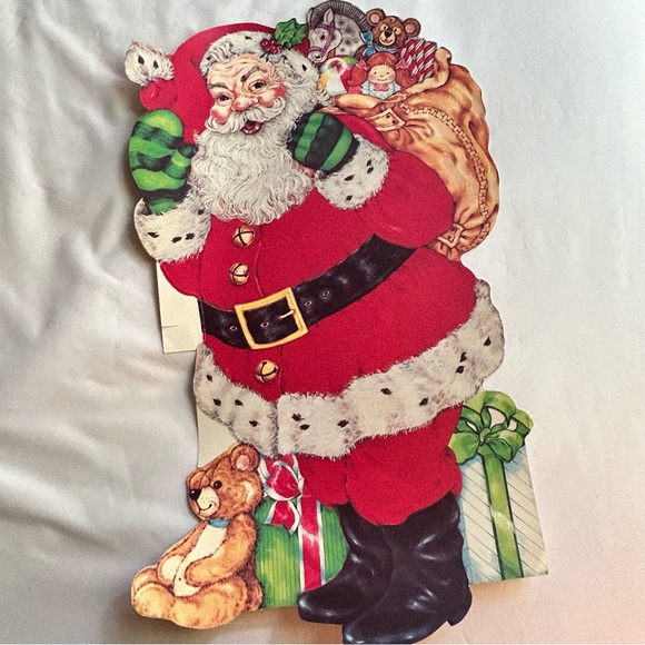 Vintage Santa & bag of toys Christmas large 22” Diecut made in USA doubl… - Picture 7 of 9